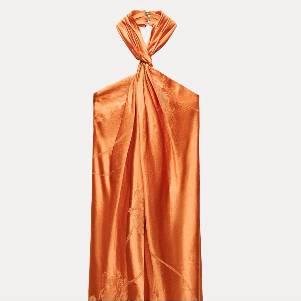 Zara Orange Halter Neck Dress
